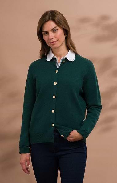 Ladies House of Bruar Lambswool Crew Neck Cardigan