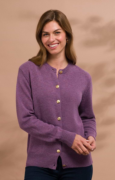 Ladies House of Bruar Lambswool Crew Neck Cardigan