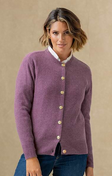 Ladies House of Bruar Lambswool Crew Neck Cardigan
