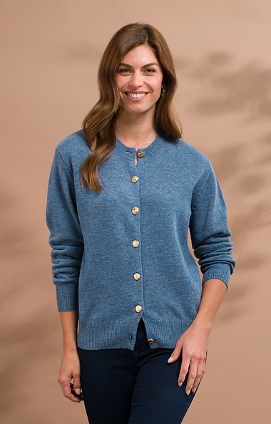 Ladies House of Bruar Lambswool Crew Neck Cardigan