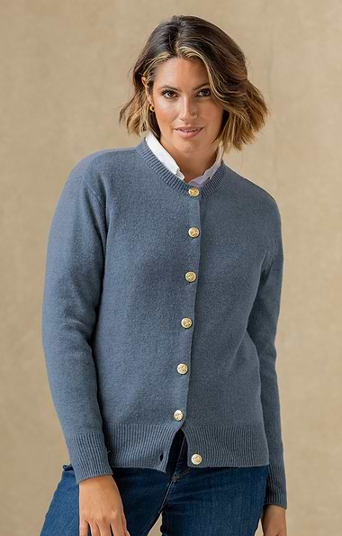 Ladies House of Bruar Lambswool Crew Neck Cardigan