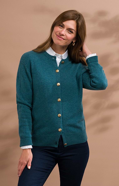 Ladies House of Bruar Lambswool Crew Neck Cardigan