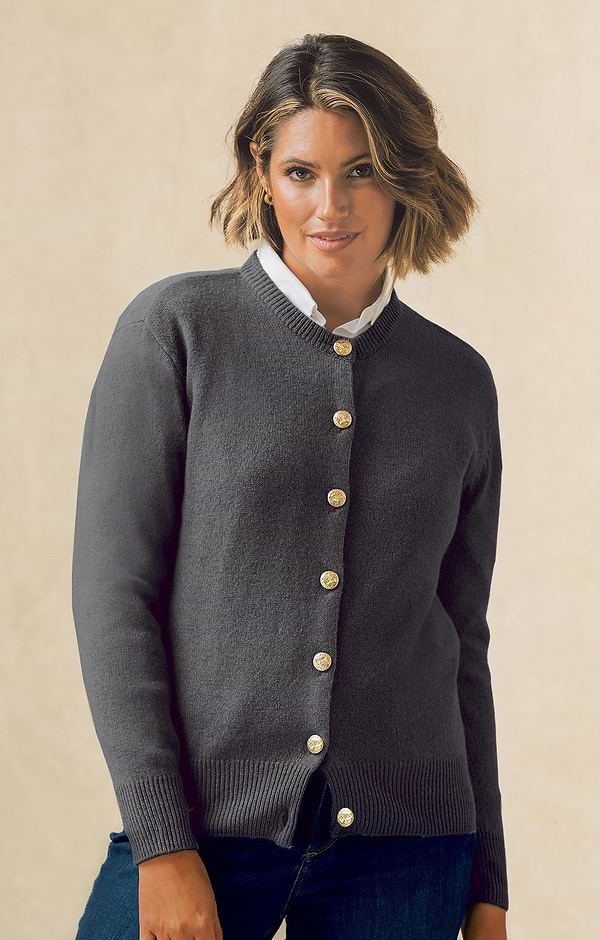 Ladies House of Bruar Lambswool Crew Neck Cardigan