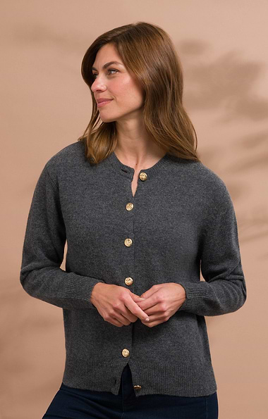 Ladies House of Bruar Lambswool Crew Neck Cardigan
