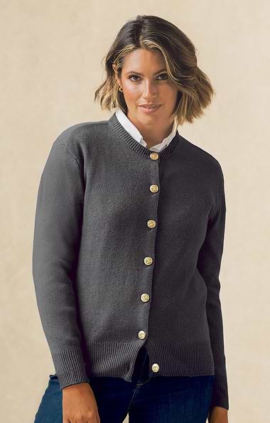 Ladies House of Bruar Lambswool Crew Neck Cardigan