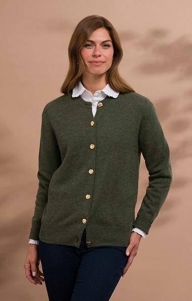 Ladies House of Bruar Lambswool Crew Neck Cardigan