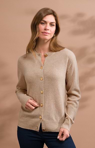Ladies House of Bruar Lambswool Crew Neck Cardigan