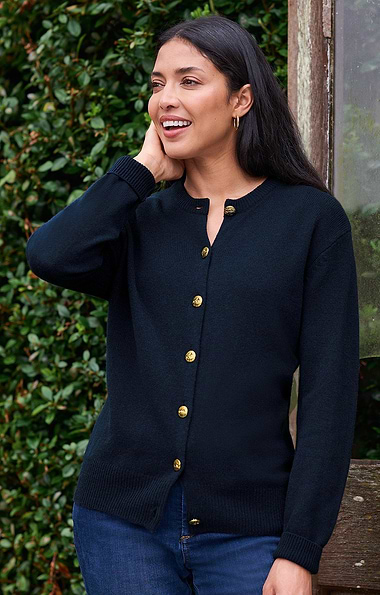 Ladies House of Bruar Lambswool Crew Neck Cardigan
