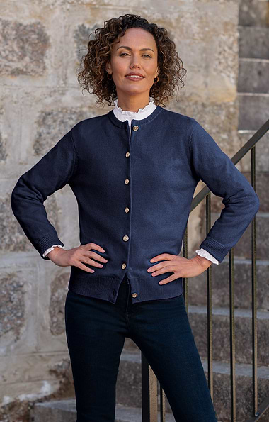 Ladies House of Bruar Lambswool Crew Neck Cardigan