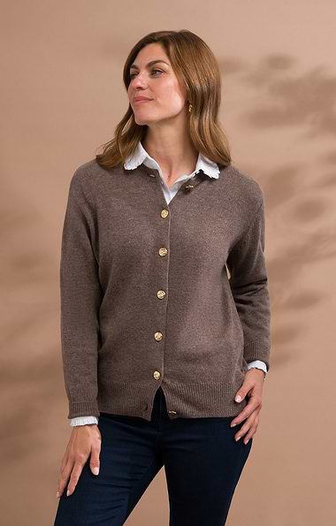 Ladies House of Bruar Lambswool Crew Neck Cardigan