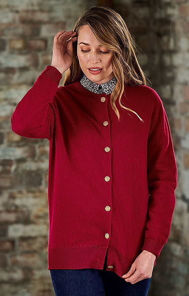 Ladies House of Bruar Lambswool Crew Neck Cardigan