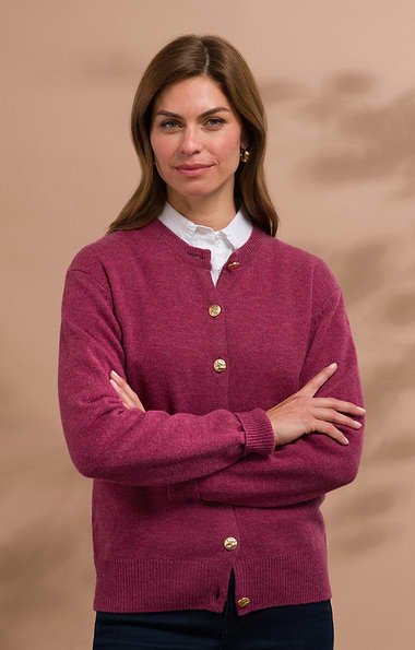 Ladies House of Bruar Lambswool Crew Neck Cardigan