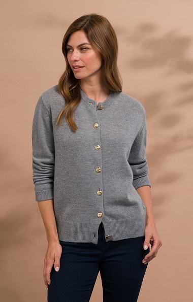 Ladies House of Bruar Lambswool Crew Neck Cardigan