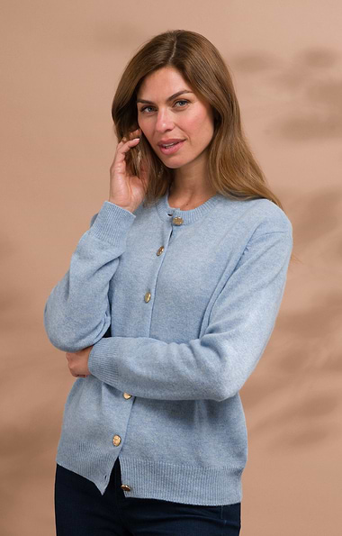 Ladies House of Bruar Lambswool Crew Neck Cardigan