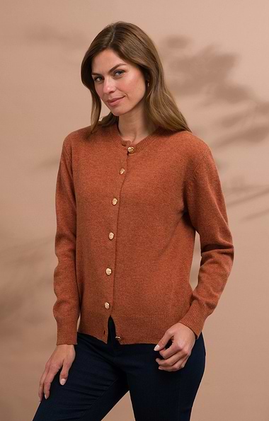 Ladies House of Bruar Lambswool Crew Neck Cardigan