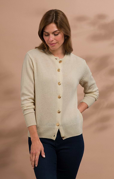 Ladies House of Bruar Lambswool Crew Neck Cardigan