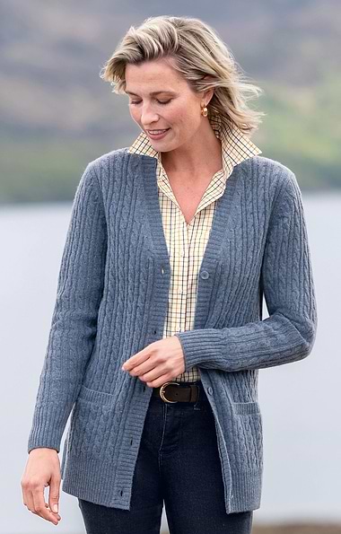 Ladies Country Lambswool Cable Cardigan