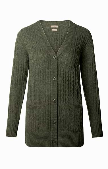 Ladies Country Lambswool Cable Cardigan