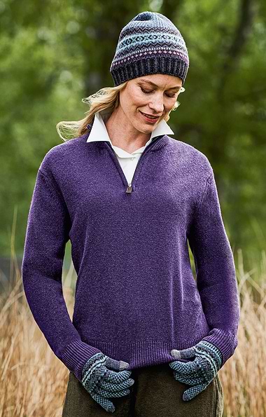 Ladies Lambswool T-Zip Sweater