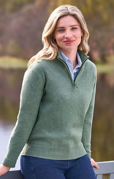 Ladies Lambswool T-Zip Sweater