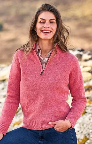 Ladies Lambswool T-Zip Sweater