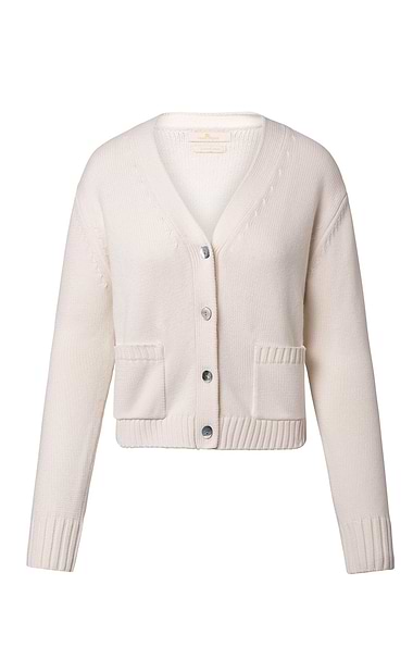 Ladies Cotton & Wool Blend V-Neck Cardigan