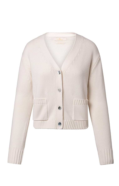 Ladies Cotton & Wool Blend V-Neck Cardigan