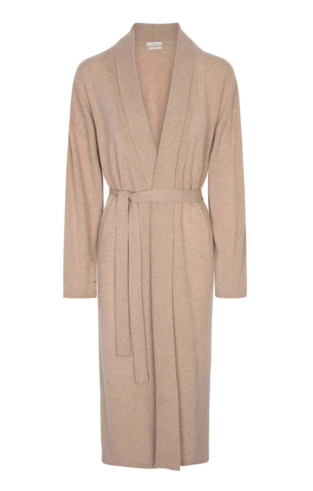 Ladies Pure Cashmere Dressing Gown, Natural - House of Bruar