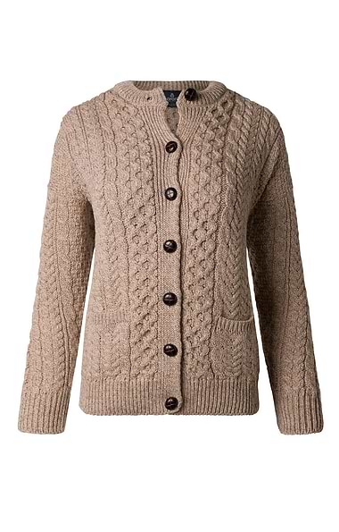 Ladies Traditional Aran Knit Cardigan