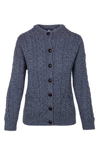 Ladies Traditional Aran Knit Cardigan