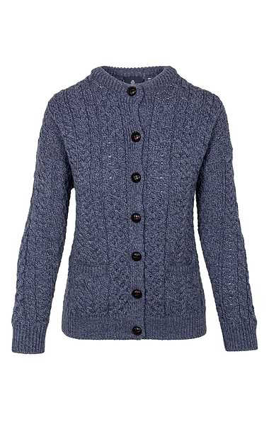 Ladies Traditional Aran Knit Cardigan