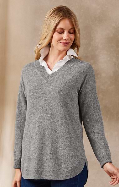 Ladies Cashmere V Neck Tunic