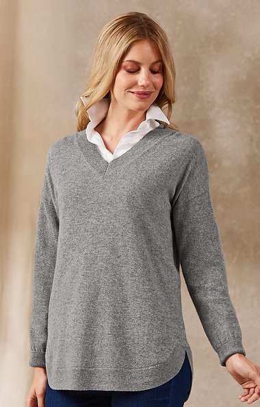 Ladies Cashmere V Neck Tunic