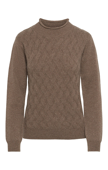 Ladies House of Bruar Cashmere Basketweave Funnel Neck