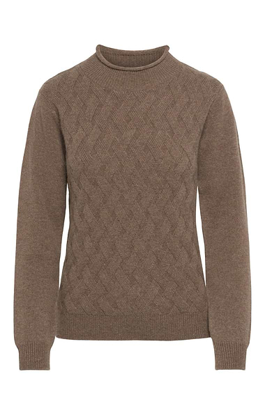 Ladies House of Bruar Cashmere Basketweave Funnel Neck
