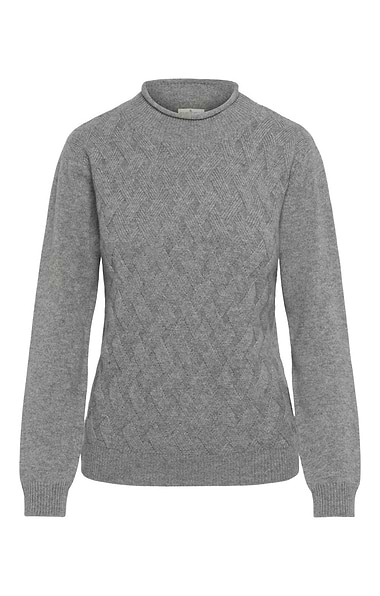 Ladies House of Bruar Cashmere Basketweave Funnel Neck