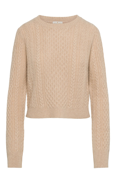 Ladies House of Bruar Cashmere Fine Cable Crew