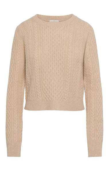 Ladies House of Bruar Cashmere Fine Cable Crew
