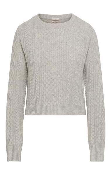 Ladies House of Bruar Cashmere Fine Cable Crew