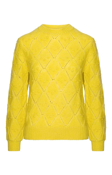Ladies Mohair & Wool Pointelle Crew Neck Jumper