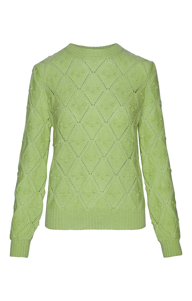 Ladies Mohair & Wool Pointelle Crew Neck Jumper