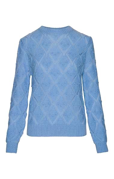 Ladies Mohair & Wool Pointelle Crew Neck Jumper