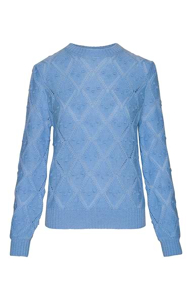 Ladies Mohair & Wool Pointelle Crew Neck Jumper