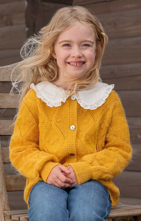 Girl's Mohair Pointelle Cardigan