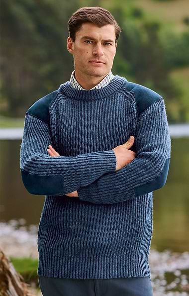 Men's Suede Patch Crew