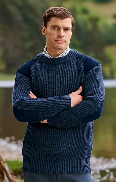 Men's Suede Patch Crew
