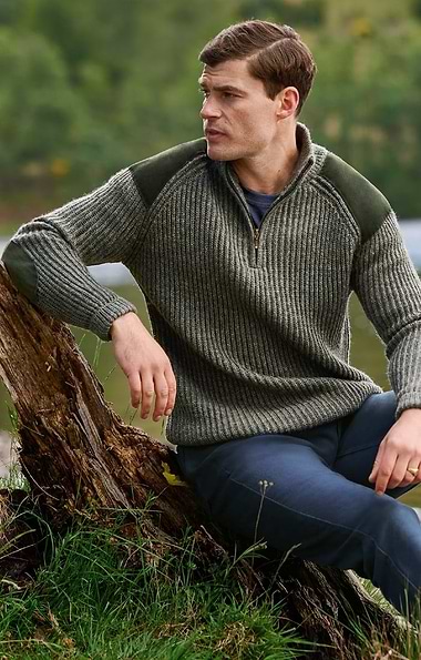 Men's Suede Patch T-Zip