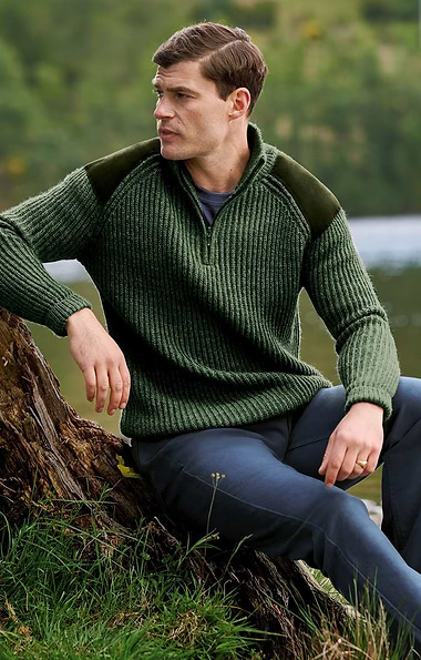 Men's Suede Patch T-Zip