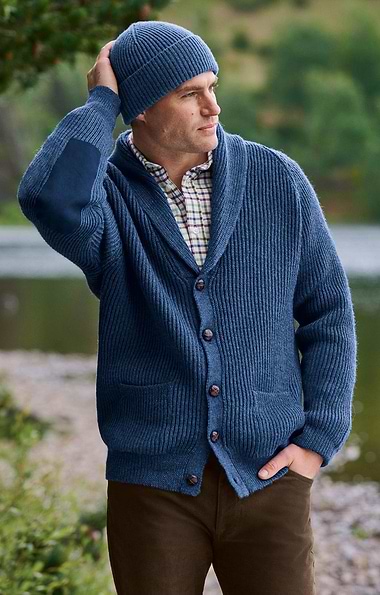 Men's Lambswool Shawl Collar Cardigan
