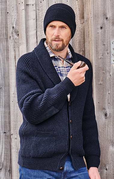 Men's Lambswool Shawl Collar Cardigan